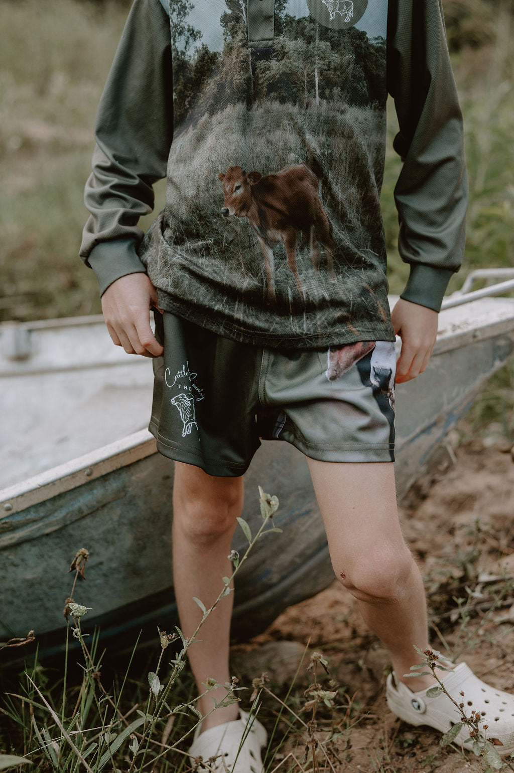 Brahman calf salt & pepper shorts