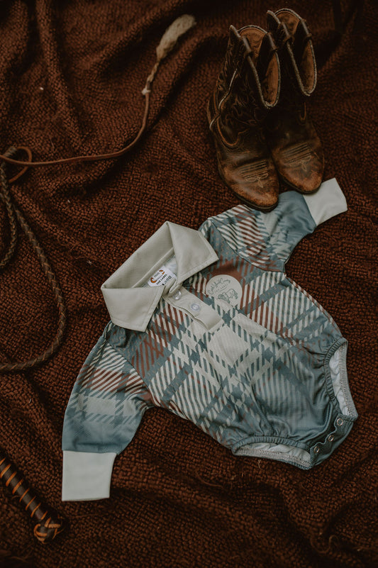 Blue gingham fishing shirt