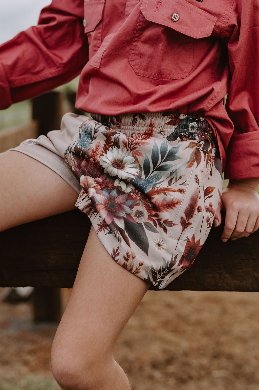 Plum floral shorts