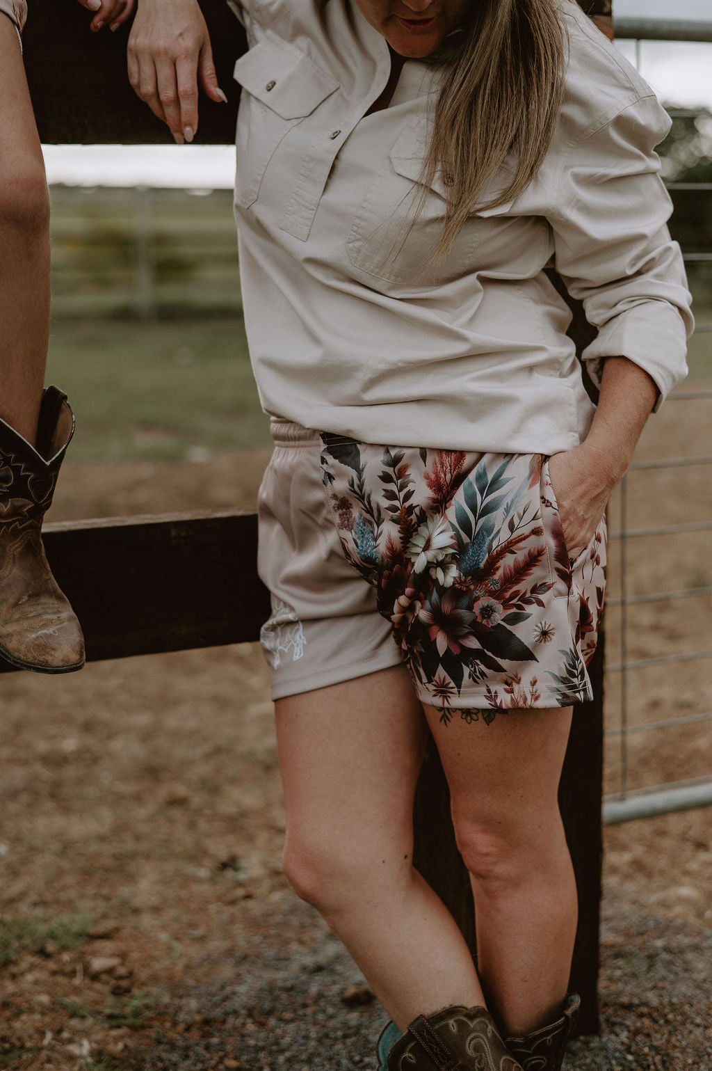 Plum floral shorts